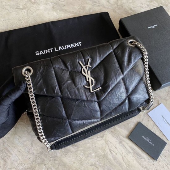 Replica YSL Saint Laurent Loulou Puffer Medium Bag Quilted Wrinkly Matte Leather Black Fake YSL Saint Laurent Loulou Puffer Medium Bag Quilted Wrinkly Matte Leather Black Replica