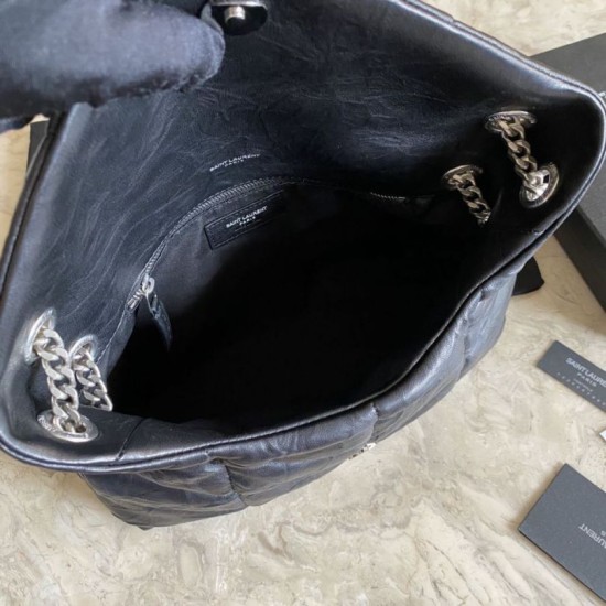 Replica YSL Saint Laurent Loulou Puffer Medium Bag Quilted Wrinkly Matte Leather Black Fake YSL Saint Laurent Loulou Puffer Medium Bag Quilted Wrinkly Matte Leather Black Replica