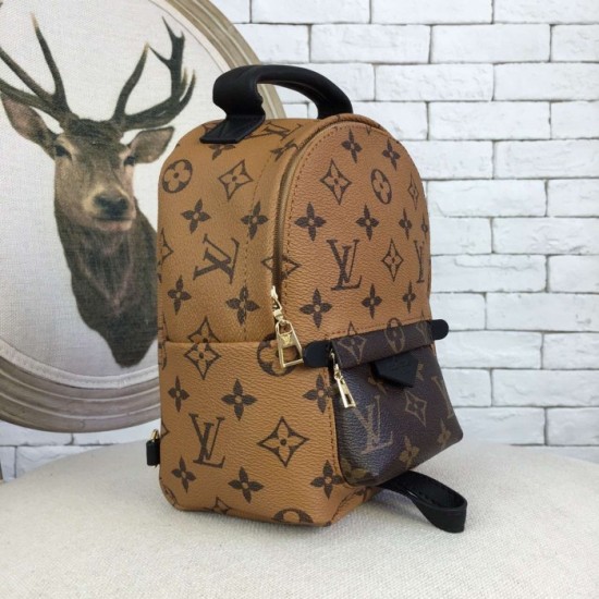 Replica Louis Vuitton  Monogram Reversed Palm Springs Backpack Mini M42411