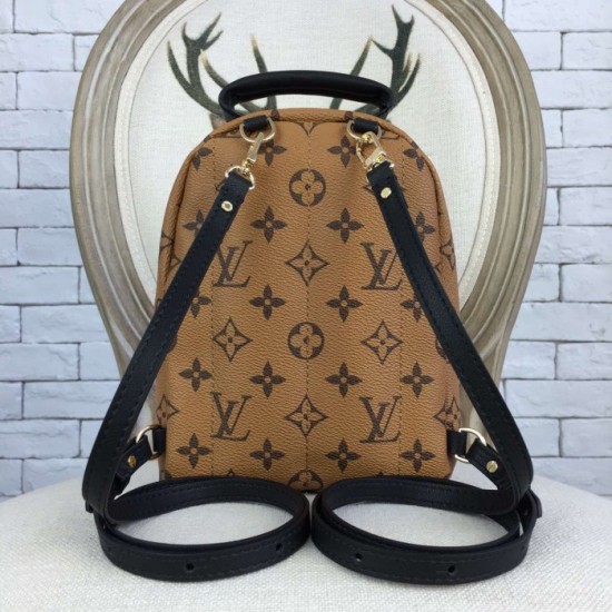 Replica Louis Vuitton  Monogram Reversed Palm Springs Backpack Mini M42411