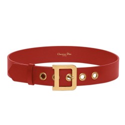Replica Christian Dior Women Diorquake Calfskin Belt Red
