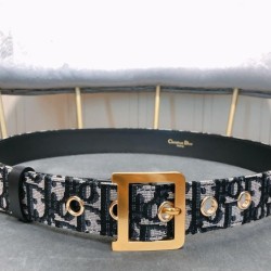 Fake Christian Dior Women Diorquake Dior Oblique Belt Dark Blue Replica