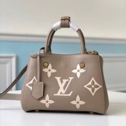 Replica Louis Vuitton Montaigne BB Bag In Tourterelle Gray Leather M45489