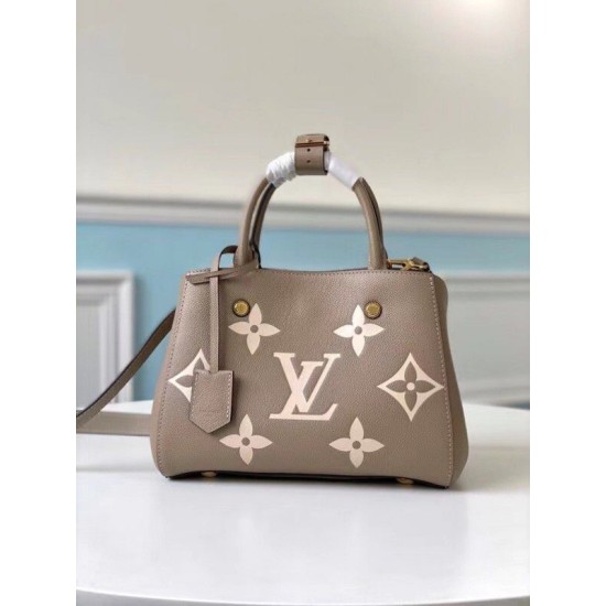 Replica Louis Vuitton Montaigne BB Bag In Tourterelle Gray Leather M45489