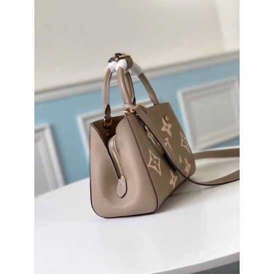Replica Louis Vuitton Montaigne BB Bag In Tourterelle Gray Leather M45489