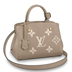 Replica Louis Vuitton Montaigne BB Bag In Tourterelle Gray Leather M45489