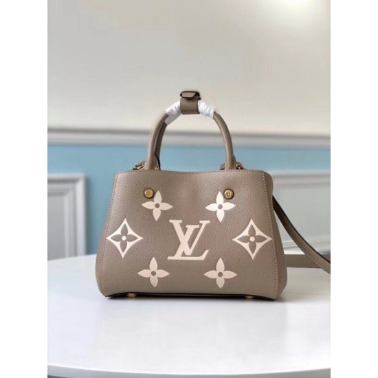 Replica Louis Vuitton Montaigne BB Bag In Tourterelle Gray Leather M45489