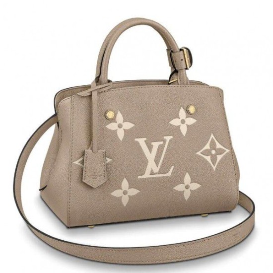 Replica Louis Vuitton Montaigne BB Bag In Tourterelle Gray Leather M45489