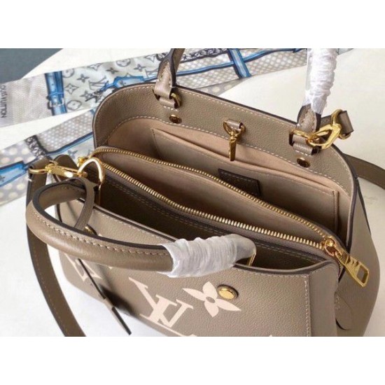 Replica Louis Vuitton Montaigne BB Bag In Tourterelle Gray Leather M45489
