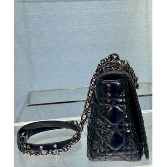 Replica Christian Dior Medium Dior Caro Bag Black Replica Christian Dior Medium Dior Caro Bag Black