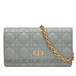 Replica Christian Dior Caro Belt Pouch With Chain Bag Gray