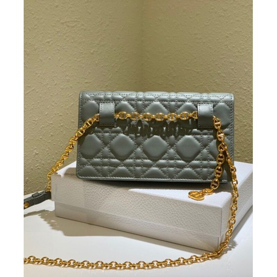 Fake Christian Dior Caro Belt Pouch With Chain Bag Gray Replica Replica Christian Dior Caro Belt Pouch With Chain Bag Gray