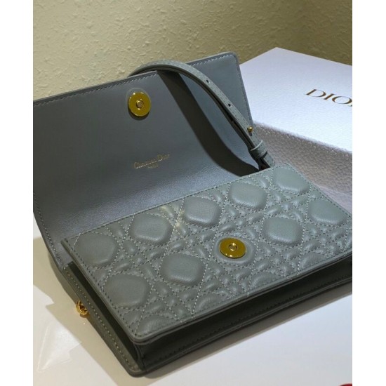 Fake Christian Dior Caro Belt Pouch With Chain Bag Gray Replica Replica Christian Dior Caro Belt Pouch With Chain Bag Gray