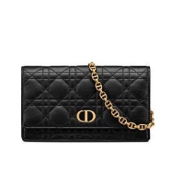 Fake Christian Dior Caro Belt Pouch With Chain Bag Black Replica