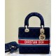 Replica Christian Dior Medium Lady D-lite Bag Velvet Cannage Embroidery Dark Blue Fake Christian Dior Medium Lady D-lite Bag Velvet Cannage Embroidery Dark Blue Replica