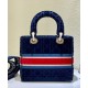 Replica Christian Dior Medium Lady D-lite Bag Velvet Cannage Embroidery Dark Blue Fake Christian Dior Medium Lady D-lite Bag Velvet Cannage Embroidery Dark Blue Replica