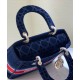 Replica Christian Dior Medium Lady D-lite Bag Velvet Cannage Embroidery Dark Blue Fake Christian Dior Medium Lady D-lite Bag Velvet Cannage Embroidery Dark Blue Replica