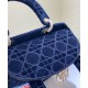 Replica Christian Dior Medium Lady D-lite Bag Velvet Cannage Embroidery Dark Blue Fake Christian Dior Medium Lady D-lite Bag Velvet Cannage Embroidery Dark Blue Replica