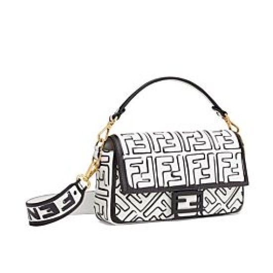 Fake Nappa Leather FF Print Bag Black Replica Replica Nappa Leather FF Print Bag Black
