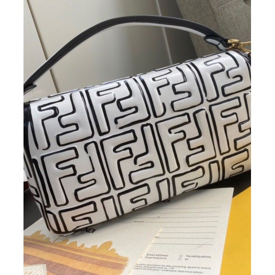 Fake Nappa Leather FF Print Bag Black Replica Replica Nappa Leather FF Print Bag Black