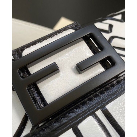 Fake Nappa Leather FF Print Bag Black Replica Replica Nappa Leather FF Print Bag Black
