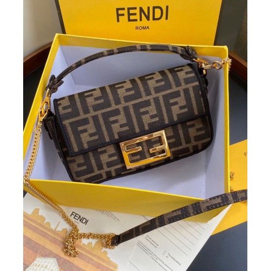 Replica Mini Baguette Fabric Bag 8BS0171 Coffee Fake Mini Baguette Fabric Bag 8BS0171 Coffee Replica