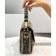 Fake Baguette Embroidered FF Fabric Bag 8BR6008 Dark Coffee Replica Replica Baguette Embroidered FF Fabric Bag 8BR6008 Dark Coffee