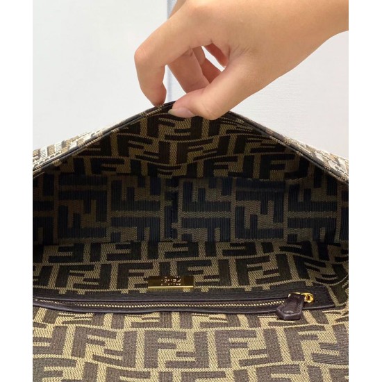 Fake Baguette Embroidered FF Fabric Bag 8BR6008 Dark Coffee Replica Replica Baguette Embroidered FF Fabric Bag 8BR6008 Dark Coffee