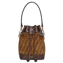 Fake Mon Tresor Leather Mini-bag With FF Print 8BS010 Dark Coffee Replica