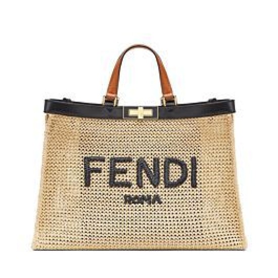 Fake Peekaboo X-Tote Raffia Bag 8BH374 Apricot Replica Replica Peekaboo X-Tote Raffia Bag 8BH374 Apricot