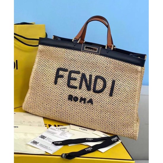Fake Peekaboo X-Tote Raffia Bag 8BH374 Apricot Replica Replica Peekaboo X-Tote Raffia Bag 8BH374 Apricot
