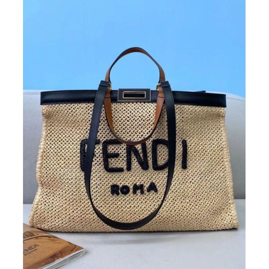 Fake Peekaboo X-Tote Raffia Bag 8BH374 Apricot Replica Replica Peekaboo X-Tote Raffia Bag 8BH374 Apricot