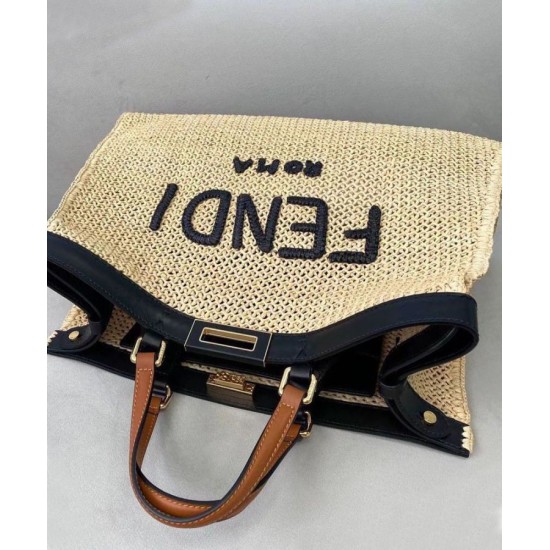 Fake Peekaboo X-Tote Raffia Bag 8BH374 Apricot Replica Replica Peekaboo X-Tote Raffia Bag 8BH374 Apricot