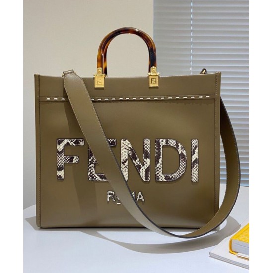 Replica Sunshine Medium Leather And Elaphe Shopper 8BH386 Khaki Replica Sunshine Medium Leather And Elaphe Shopper 8BH386 Khaki