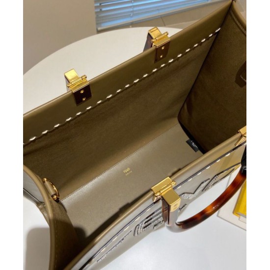 Replica Sunshine Medium Leather And Elaphe Shopper 8BH386 Khaki Replica Sunshine Medium Leather And Elaphe Shopper 8BH386 Khaki