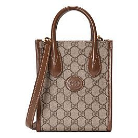 Replica Gucci Mini tote bag with Interlocking G 671623 Coffee