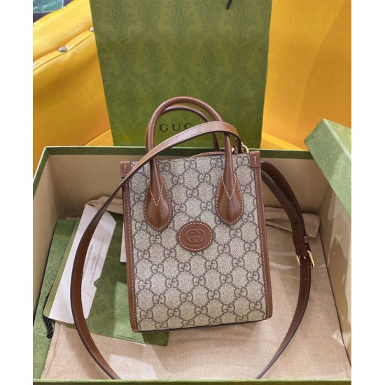 Replica Gucci Mini tote bag with Interlocking G 671623 Coffee