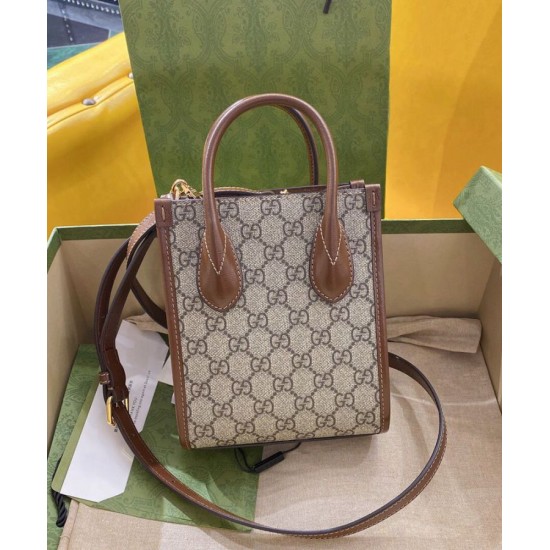 Replica Gucci Mini tote bag with Interlocking G 671623 Coffee