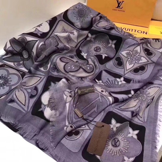 Replica Louis Vuitton Anthracite Kamonogram Stole M71035 Replica Louis Vuitton Anthracite Kamonogram Stole M71035