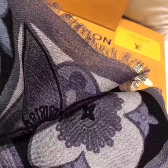 Replica Louis Vuitton Anthracite Kamonogram Stole M71035 Replica Louis Vuitton Anthracite Kamonogram Stole M71035