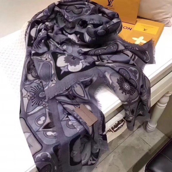 Replica Louis Vuitton Anthracite Kamonogram Stole M71035 Replica Louis Vuitton Anthracite Kamonogram Stole M71035