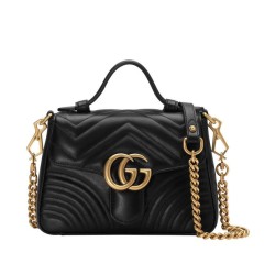 Fake Gucci GG Marmont mini top handle bag 547260 Black Replica