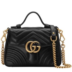 Fake Gucci GG Marmont mini top handle bag 547260 Black Replica