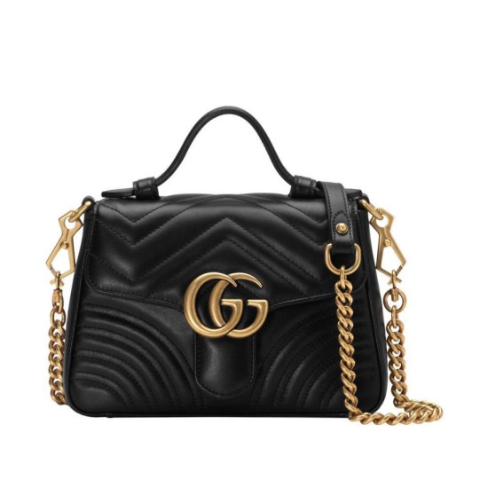Replica Gucci GG Marmont mini top handle bag 547260 Black Fake Gucci GG Marmont mini top handle bag 547260 Black Replica