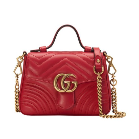 Fake Gucci GG Marmont mini top handle bag 547260 Red Replica Replica Gucci GG Marmont mini top handle bag 547260 Red