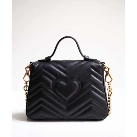 Replica Gucci GG Marmont mini top handle bag 547260 Black Fake Gucci GG Marmont mini top handle bag 547260 Black Replica