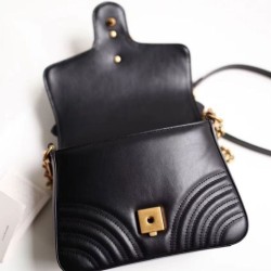 Fake Gucci GG Marmont mini top handle bag 547260 Black Replica