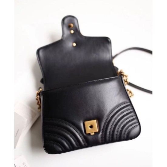Replica Gucci GG Marmont mini top handle bag 547260 Black Fake Gucci GG Marmont mini top handle bag 547260 Black Replica