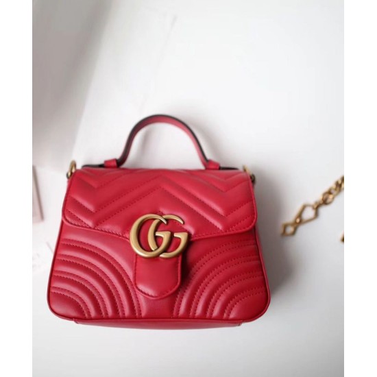 Fake Gucci GG Marmont mini top handle bag 547260 Red Replica Replica Gucci GG Marmont mini top handle bag 547260 Red