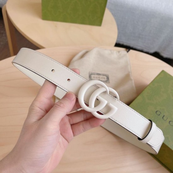 Replica Gucci GG Marmont thin 3cm belt 414516 White